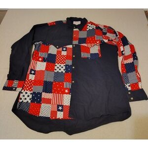 Vintage 90s Western American Flag Stars Stripes  Button Up Shirt XLarge UU